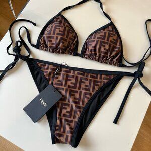 Fendi Brown and Black Bikini Set